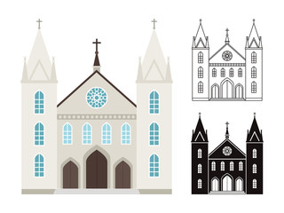 Vector church buildings set isolated on white background