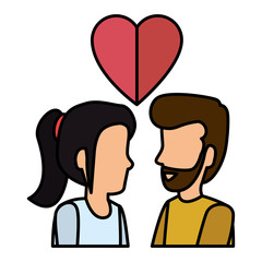 young couple with heart love