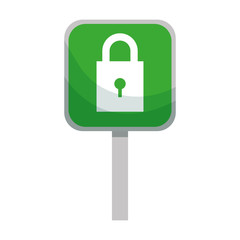 signal with safe secure padlock