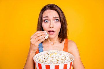 Naklejka premium Close-up portrait of nice cute worried nervous adorable attracti