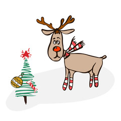 Cute cartoon Christmas reindeer