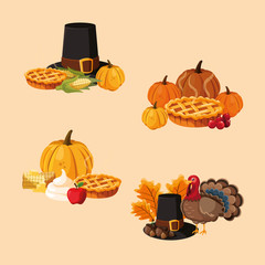 tanksgiving food set icons