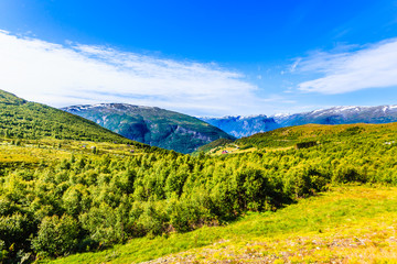 Fototapeta na wymiar Mountains landscape. Norwegian scenic route Aurlandsfjellet