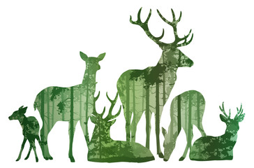 herd of deer silhouette