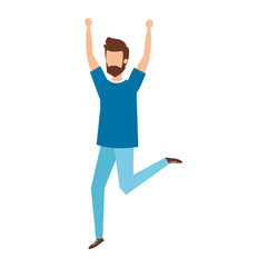 young man with beard celebrating