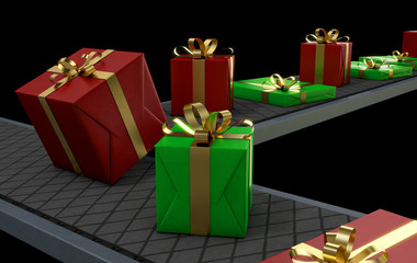 Fototapeta premium Gift Boxes On Conveyor