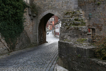 Fototapeta na wymiar Town of Rothenburg ob der Tauber, Germany. Gate in the fortress wall