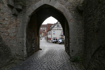 Fototapeta na wymiar Town of Rothenburg ob der Tauber, Germany. Gate in the fortress wall