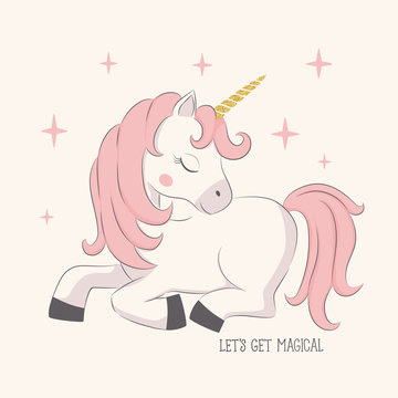 Cute unicorn. Illustration for kids
