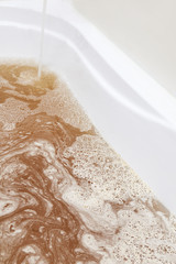 Young girl take detox bath. Panty maral medical care