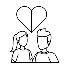 young couple with heart love