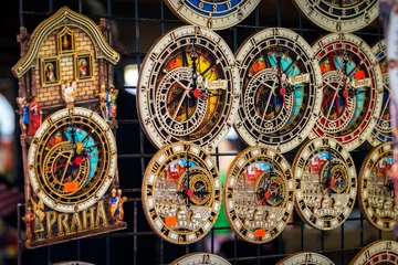 Zelfklevend Fotobehang prague clock tower souvenir © jon_chica