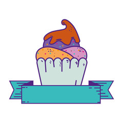 delicious cupcake sweet with ribbon