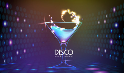 Neon Disco cocktail party background