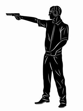 recommend clip art: illustration of a shooter from a gun , vector draw