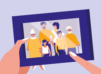 hands lifting portrait with family picture