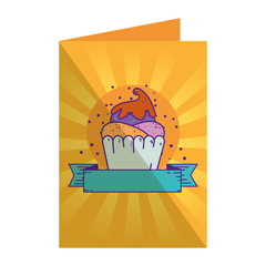 postcard with delicious cupcake sweet