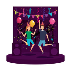 young couple with party hat celebrating