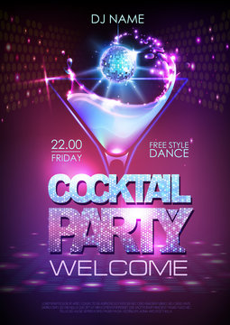 Neon Disco cocktail party poster.