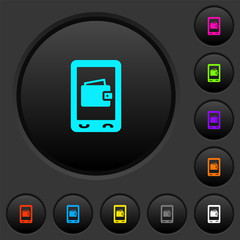 Mobile wallet dark push buttons with color icons