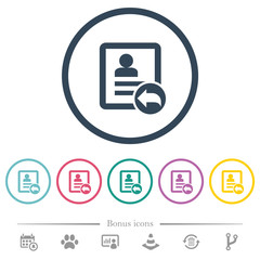 Reply contact flat color icons in round outlines