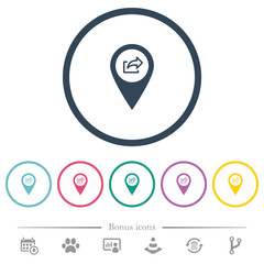 Export GPS map location flat color icons in round outlines
