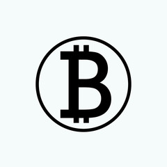 Bitcoin line icon black. Vector illustration