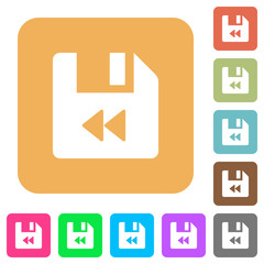 File fast backward rounded square flat icons