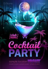 Disco background. Cocktail party poster - obrazy, fototapety, plakaty