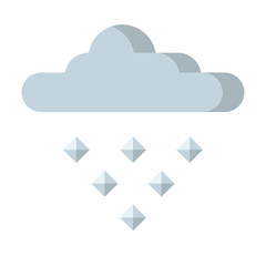 Hail icon. Gray cloud, falling ice from the sky. Meteorology or insurance template. Bad weather, hurricane. Vector illustration flat design. Isolated on white background.