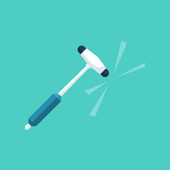 Neurological hammer isolated on white background. Vector illustration flat design. Medical equipment. Neurology reflex.