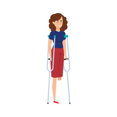 woman with crutches character