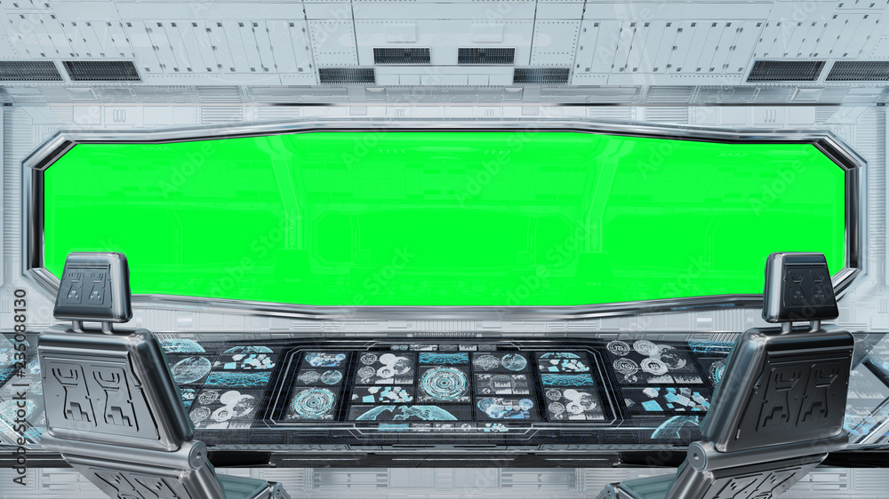 Poster white clean spaceship interior background 3d rendering