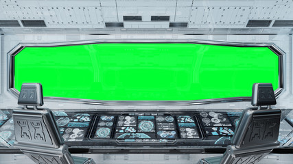 White clean spaceship interior background 3D rendering © sdecoret