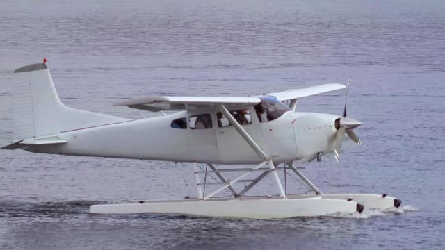 Sea plane landing in Tofino, British Columbia, Canada