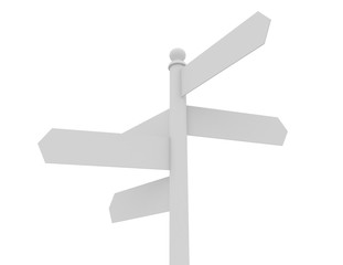 empty multidirectional sign isolated on white background . 3d rendered illustration