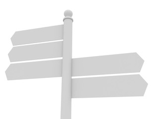 empty multidirectional sign isolated on white background . 3d rendered illustration