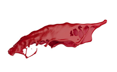 Red splash over white background. 3d render