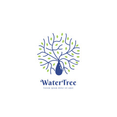 Water tree nature logo icon symbol, logo with deep philosophy of nature and human needs
