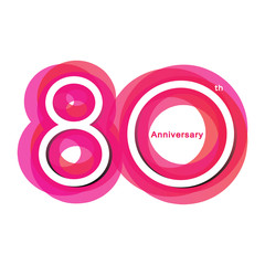 Colorful anniversary of 80 , 80th number with variation colours
