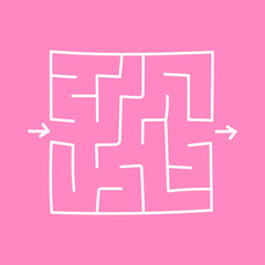 Square maze. Game for kids. Puzzle for children. Labyrinth conundrum. Flat vector illustration isolated on white background.