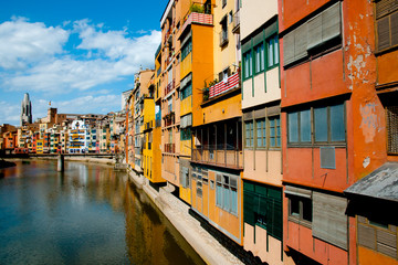 Colorful Houses in Onyar River - Girona - Spain