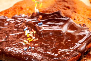 Preparing cookies with hot brown delicious molten chocolate