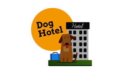 Dog Hotel Vector Illustration 