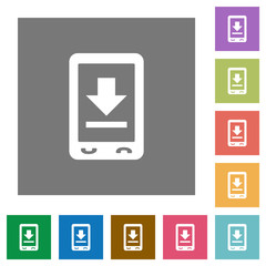 Mobile download square flat icons