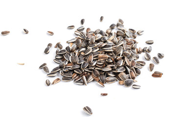 sunflower seed in heap on white background