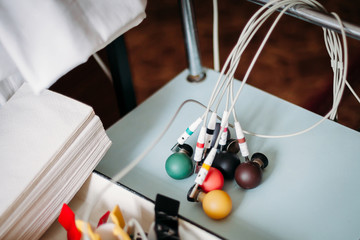 EEG electrode. Electroencephalogram studying the vascular system of the brain (EEG)