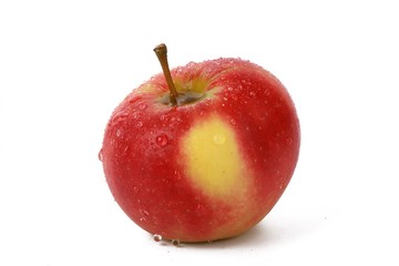 Fresh red natural apple with water drops isolated on white - Fresh raw organic fruit. 