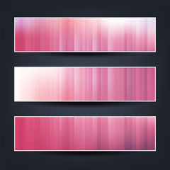 Set of Horizontal Banner or Header Designs for Your Business with Claret, Pink and White Striped Patterned Background