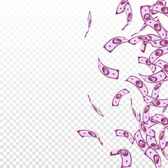 Naklejka premium European Union Euro notes falling. Floating EUR bi